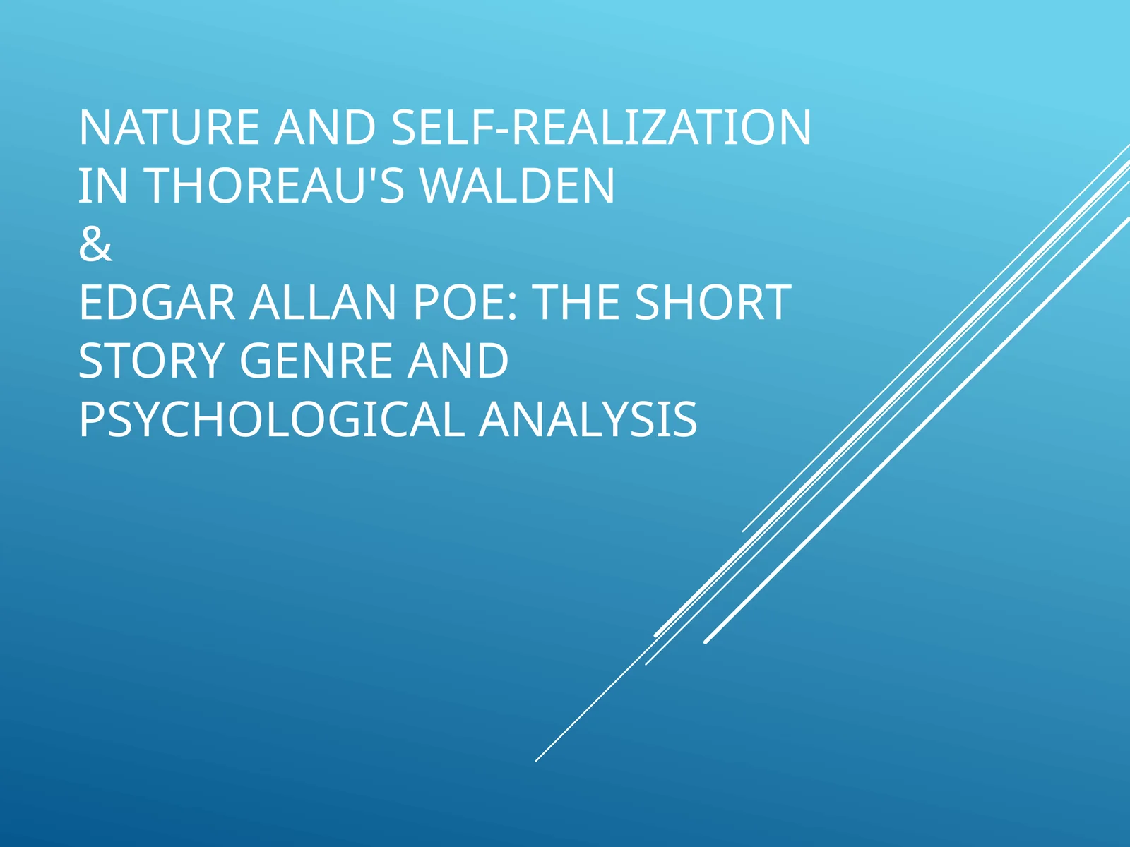 Nature and Self-Realization in Thoreau's Walden