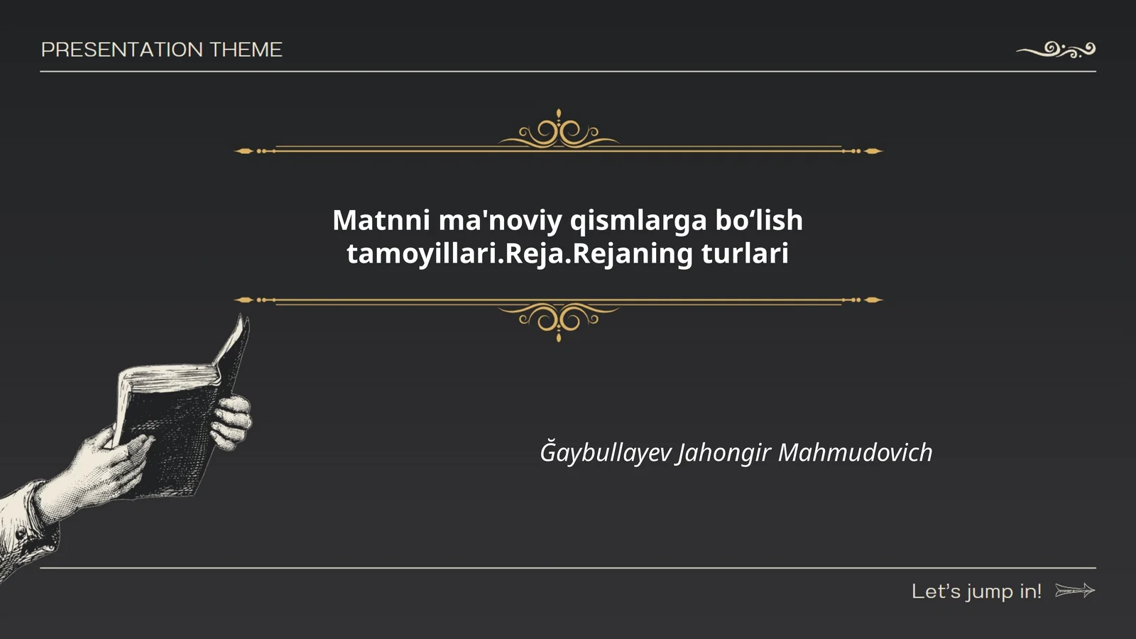 Matnni ma'noviy qismlarga boʻlish tamoyillari.Reja.Rejaning turlari