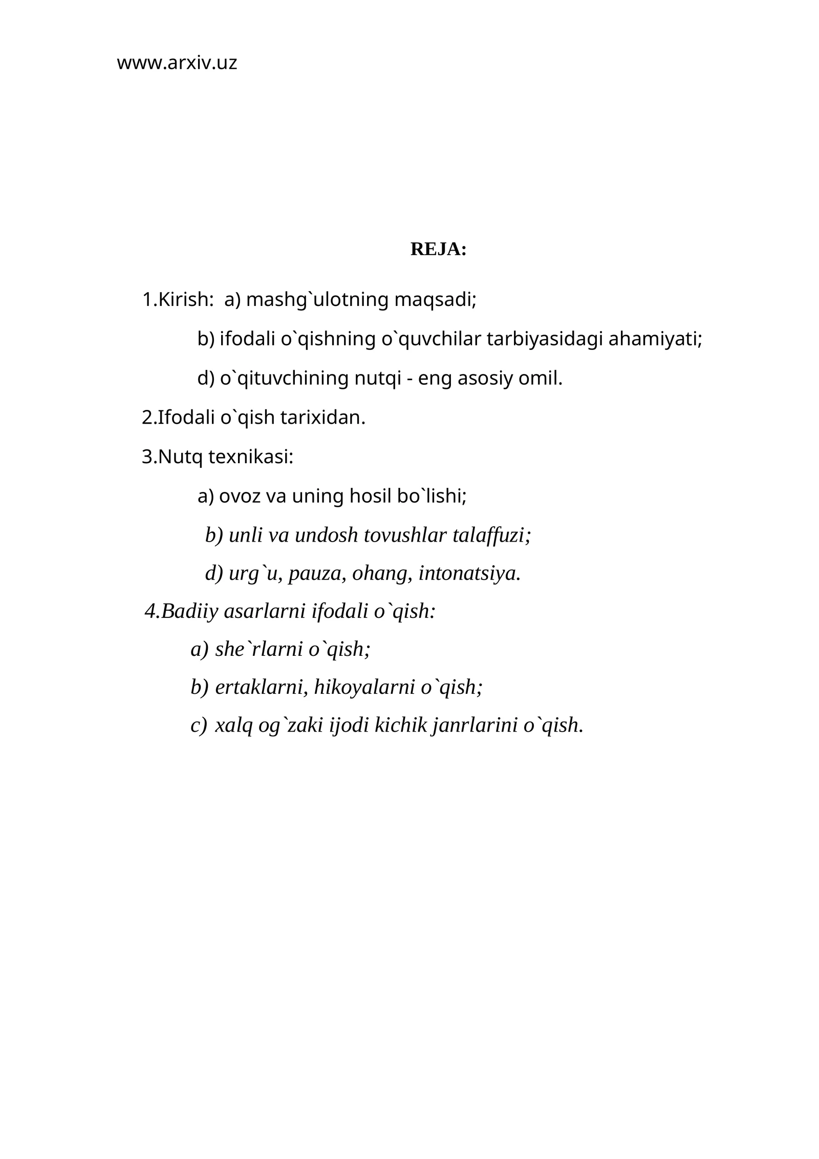 Ifodali o'qish metodikasi