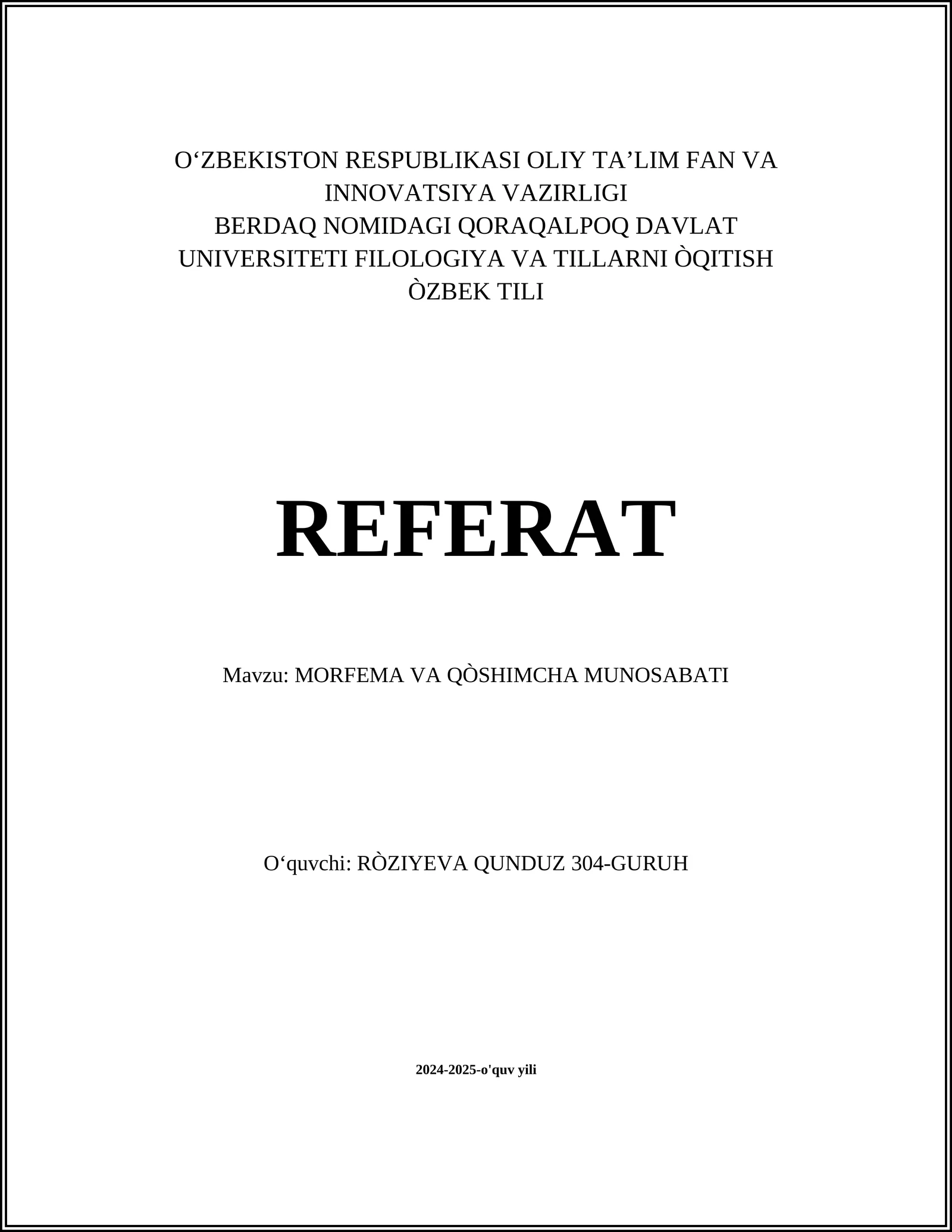 MORFEMA VA QÒSHIMCHA MUNOSABATI