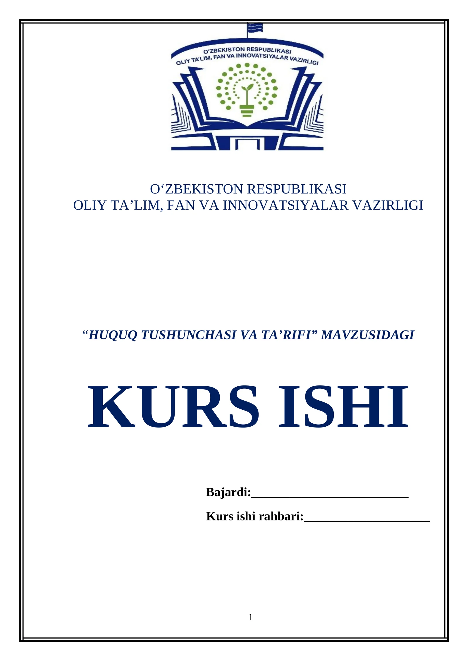 HUQUQ TUSHUNCHASI VA TA’RIFI