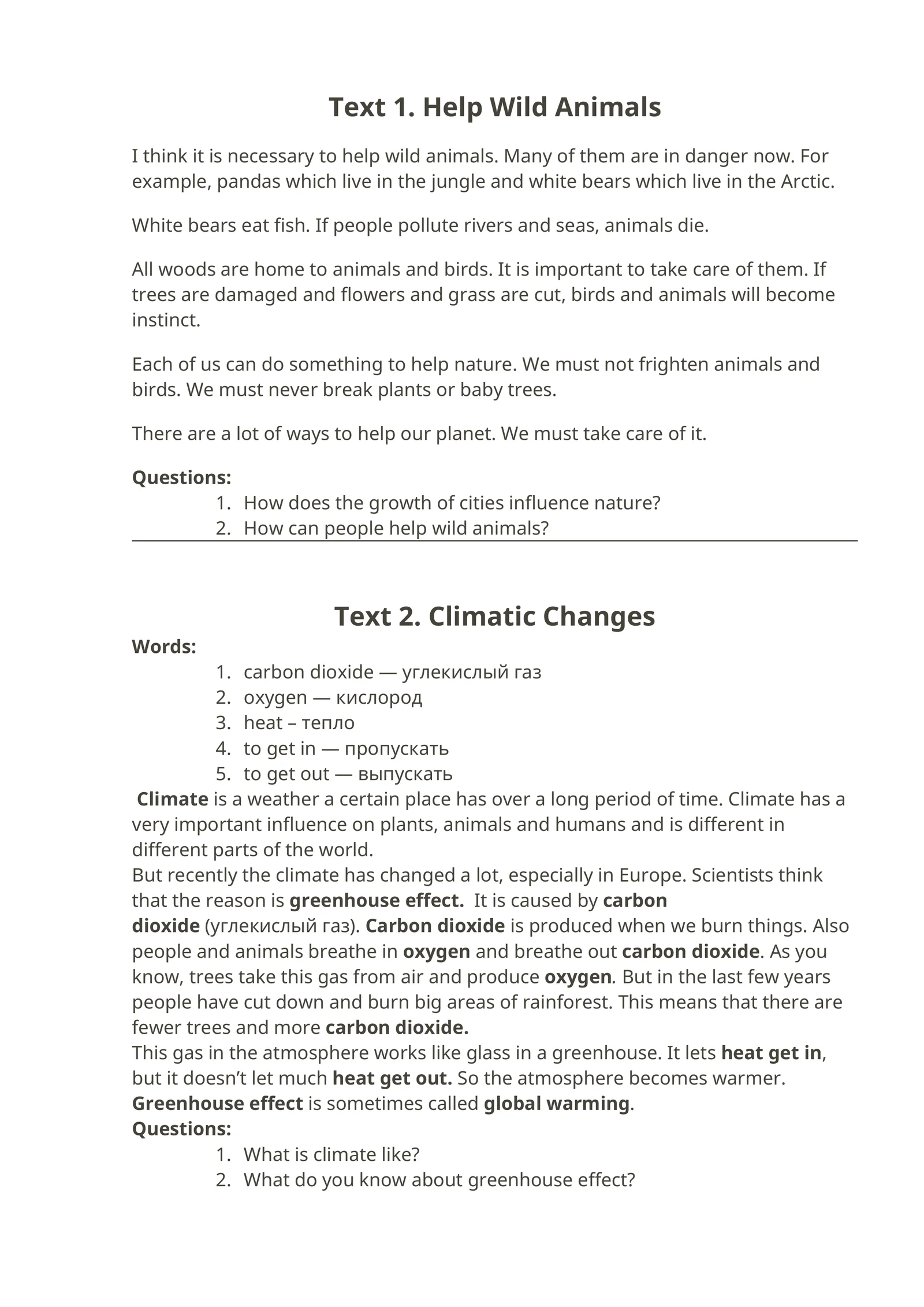 Climatic Changes