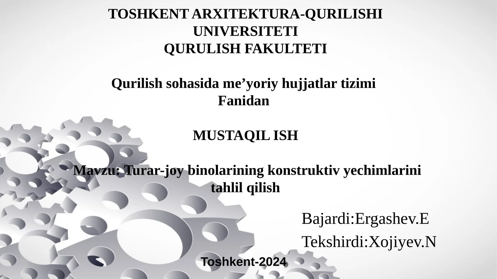 Turar-joy binolarining konstruktiv yechimlarini tahlil qilish