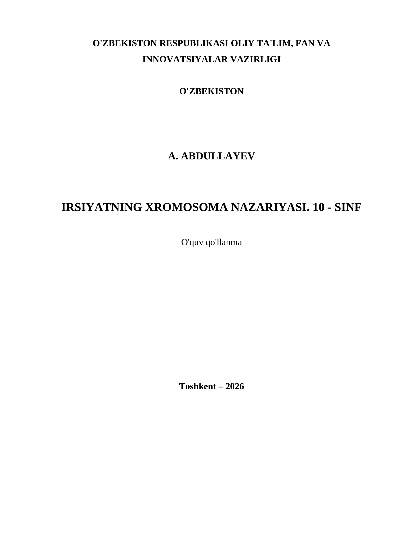 IRSIYATNING XROMOSOMA NAZARIYASI. 10 - SINF