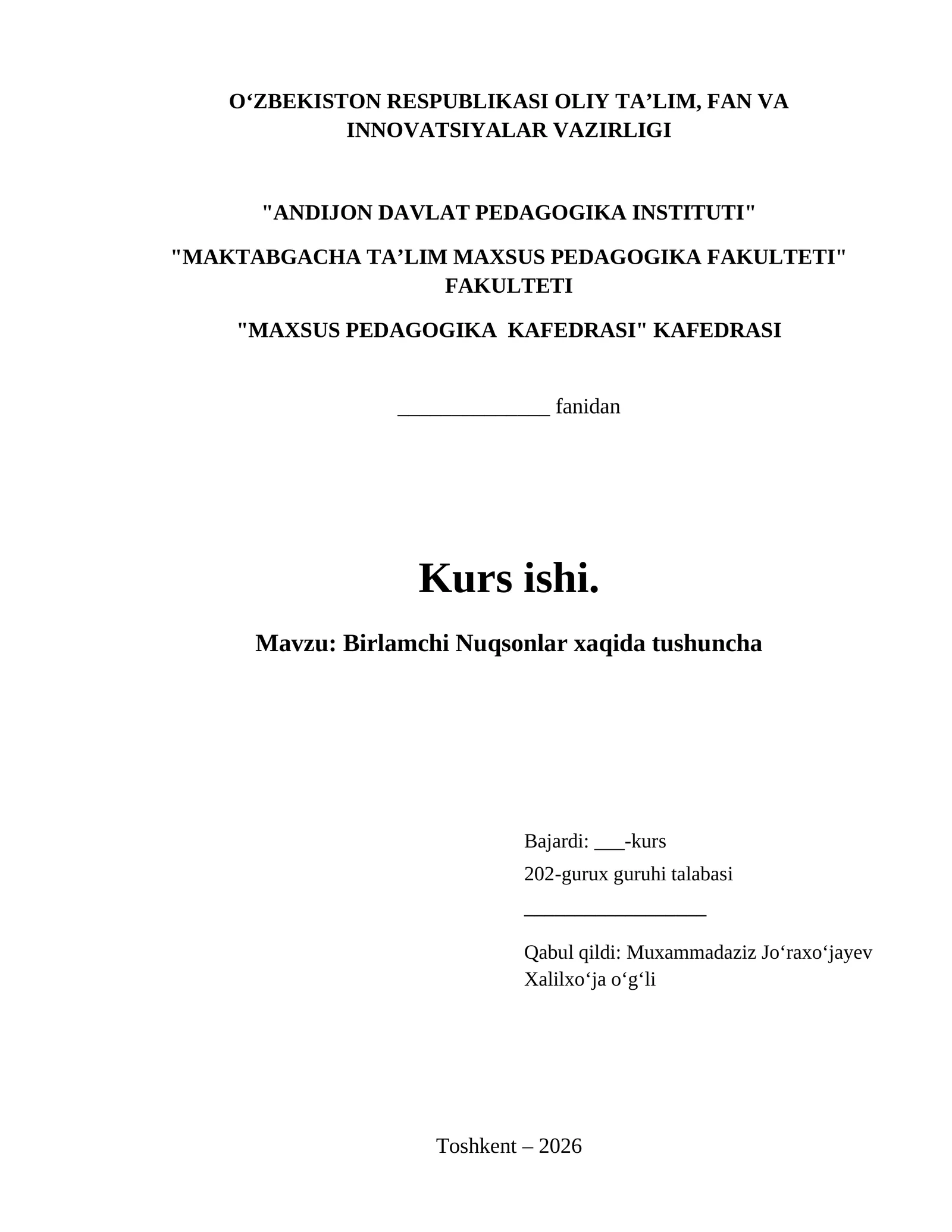 Birlamchi Nuqsonlar xaqida tushuncha