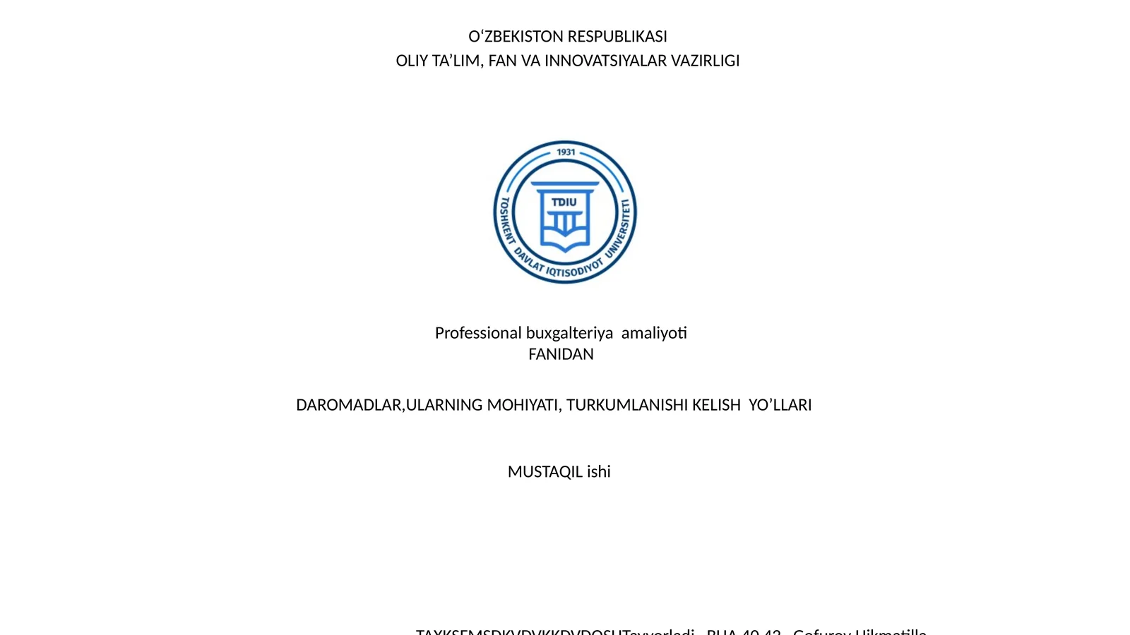 Professional buxgalteriya amaliyoti
