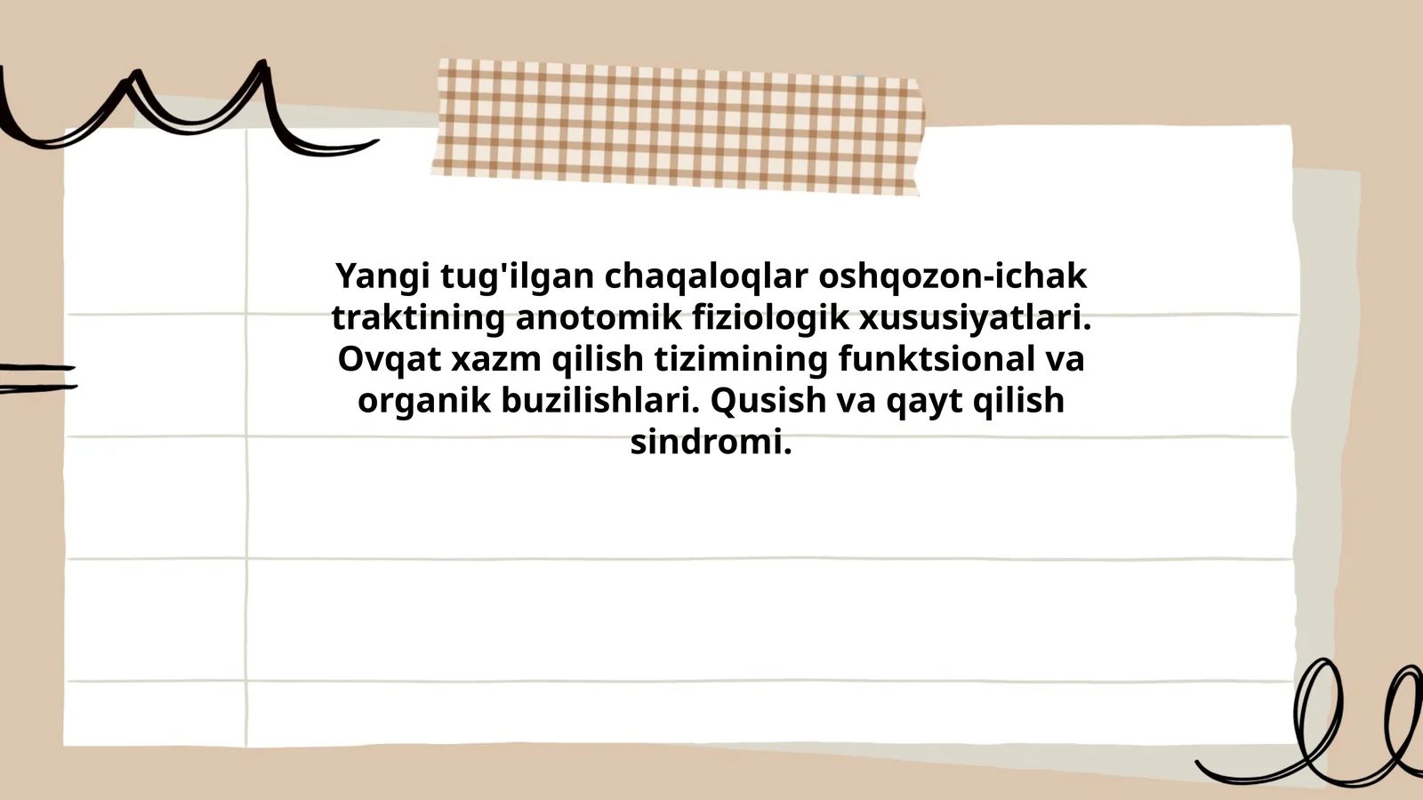 Yangi tug'ilgan chaqaloqlar oshqozon-ichak traktining anotomik fiziologik xususiyatlari