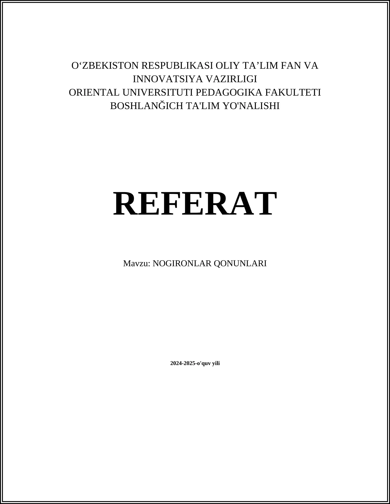NOGIRONLAR QONUNLARI