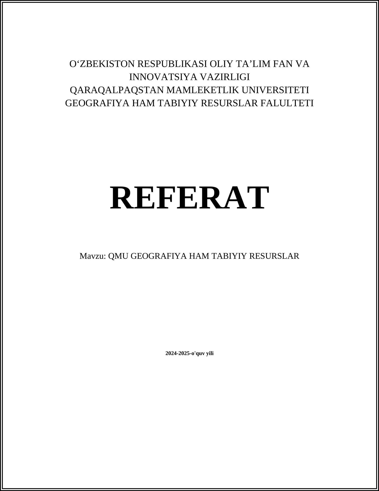 QMU GEOGRAFIYA HAM TABIYIY RESURSLAR