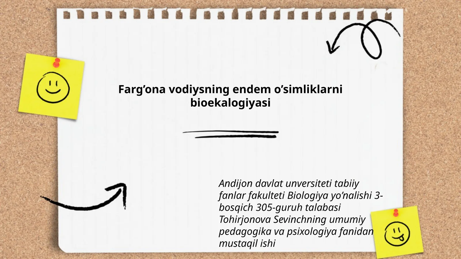Farg’ona vodiysning endem o’simliklarni bioekalogiyasi