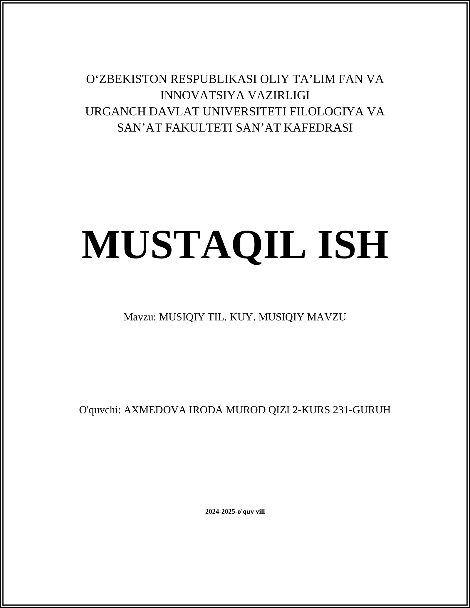 MUSIQIY TIL. KUY. MUSIQIY MAVZU