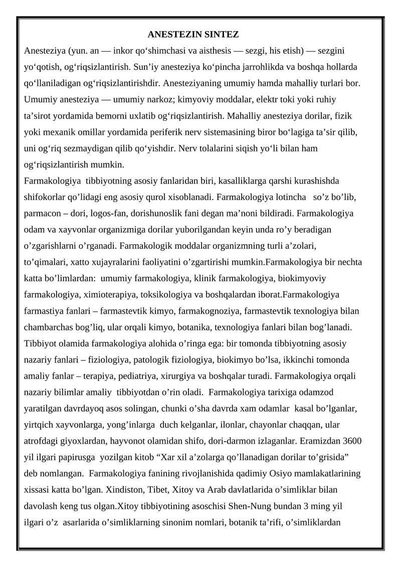 Farmakologiya Tibbiyoti