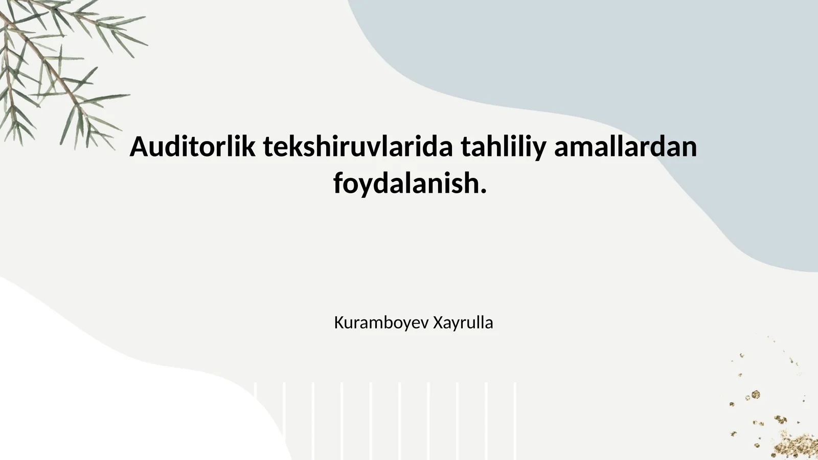 Auditorlik tekshiruvlarida tahliliy amallardan foydalanish.