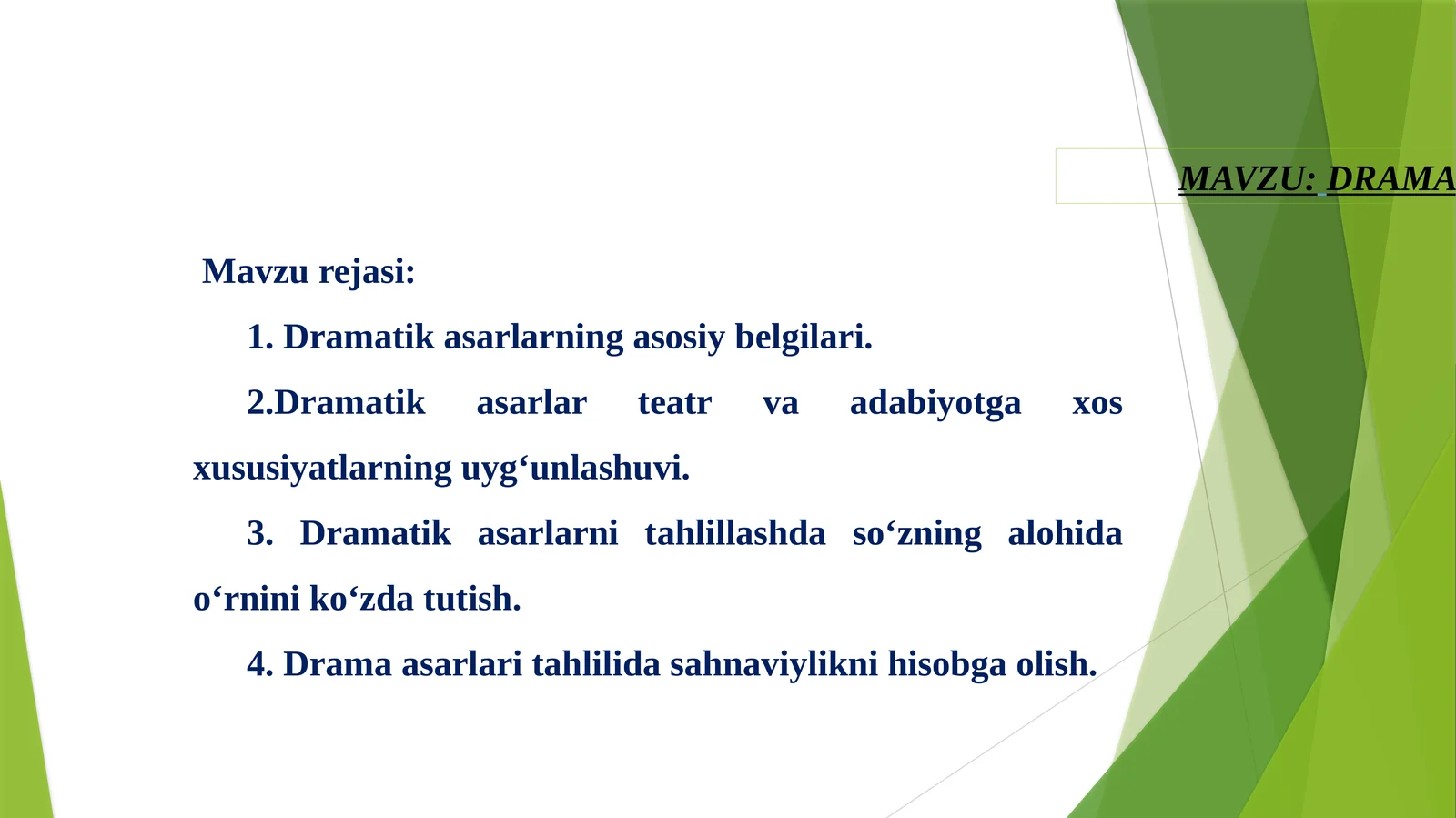DRAMATIK ASARLAR TAHLILI