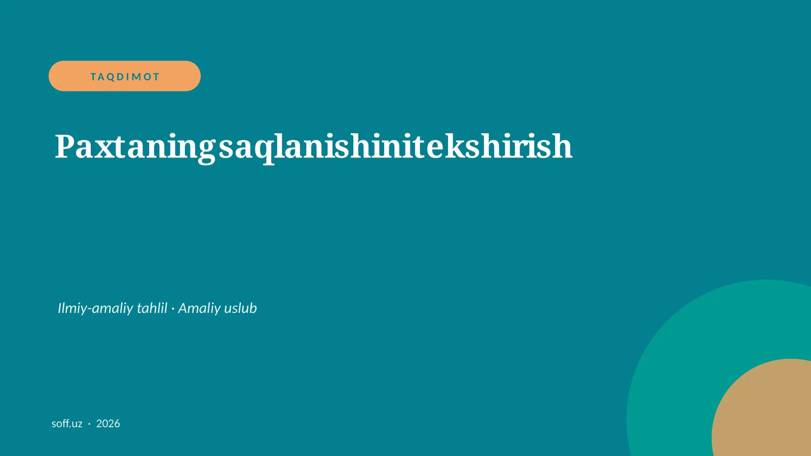 Paxtaningsaqlanishinitekshirish Ilmiy-amaliy tahlil