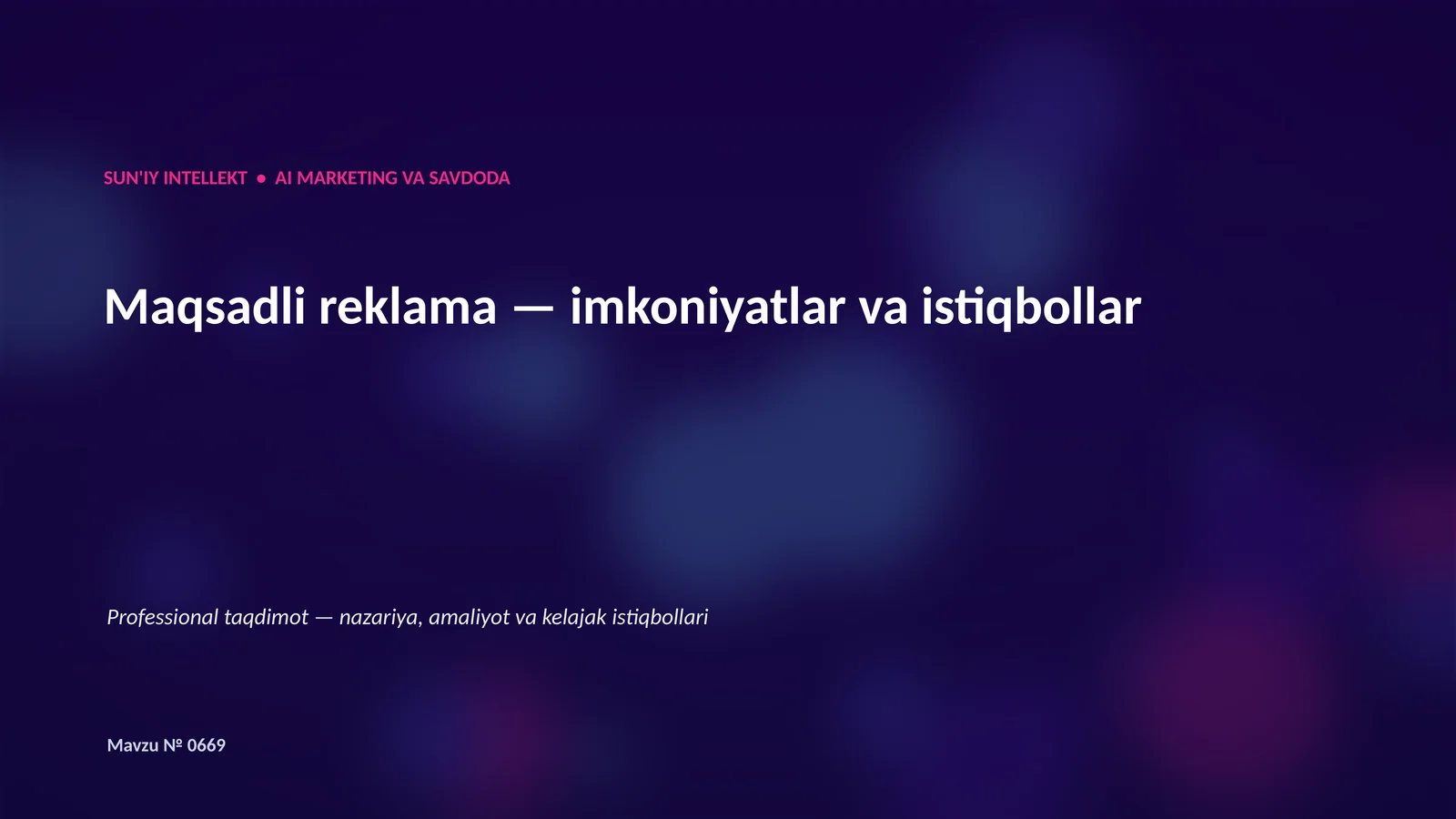 SUN'IY INTELLEKT • AI MARKETING VA SAVDODA