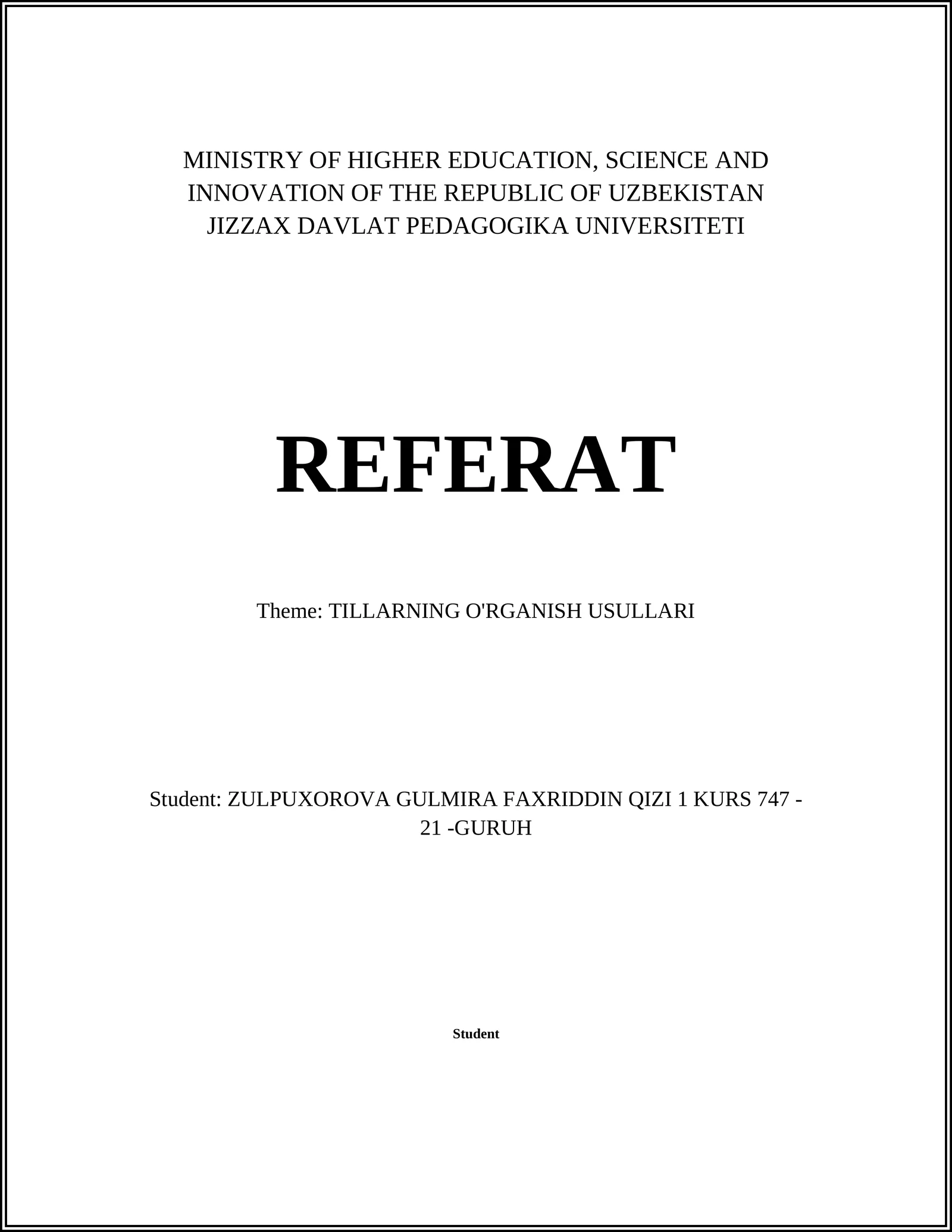 TILLARNING O'RGANISH USULLARI