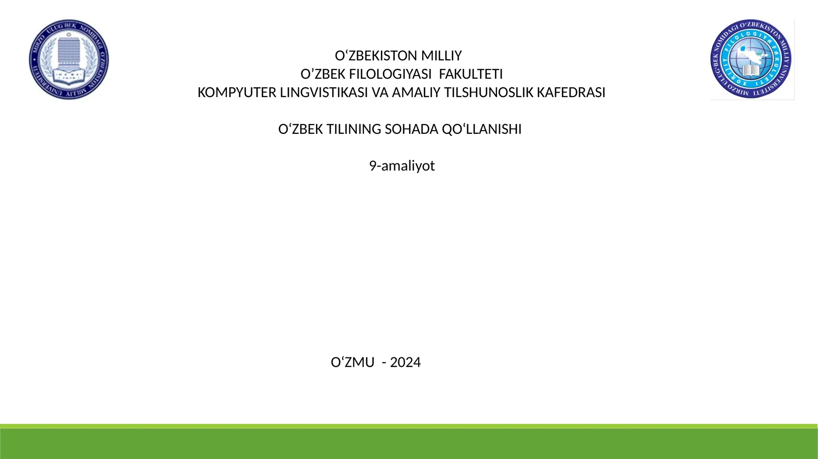 O‘ZBEK TILINING SOHADA QO‘LLANISHI9-amaliyot