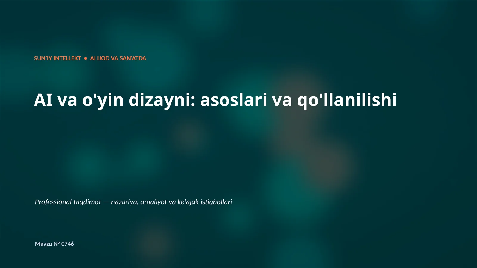 SUN'IY INTELLEKT • AI IJOD VA SAN'ATDA