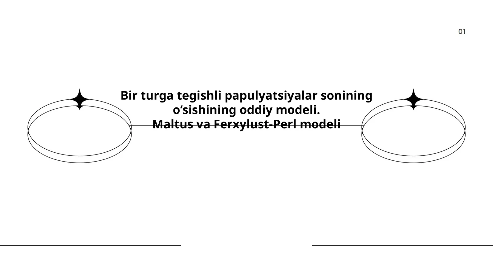 Bir turga tegishli papulyatsiyalar sonining o‘sishining oddiy modeli. Maltus va Ferxylust-Perl modeli