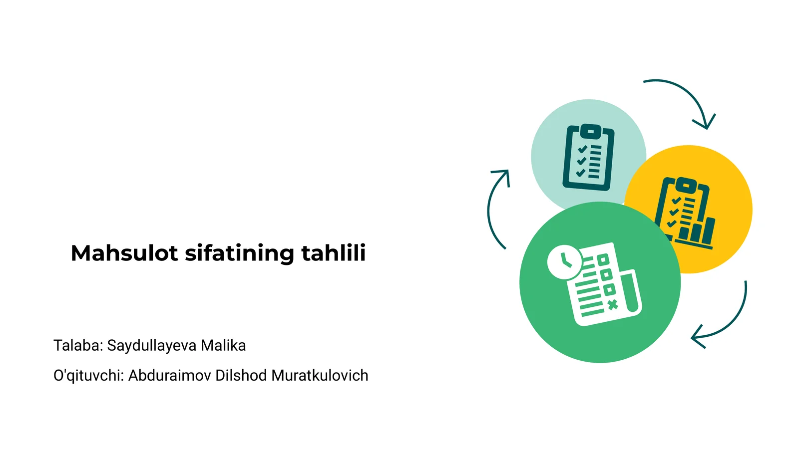 Mahsulot sifatining tahlili