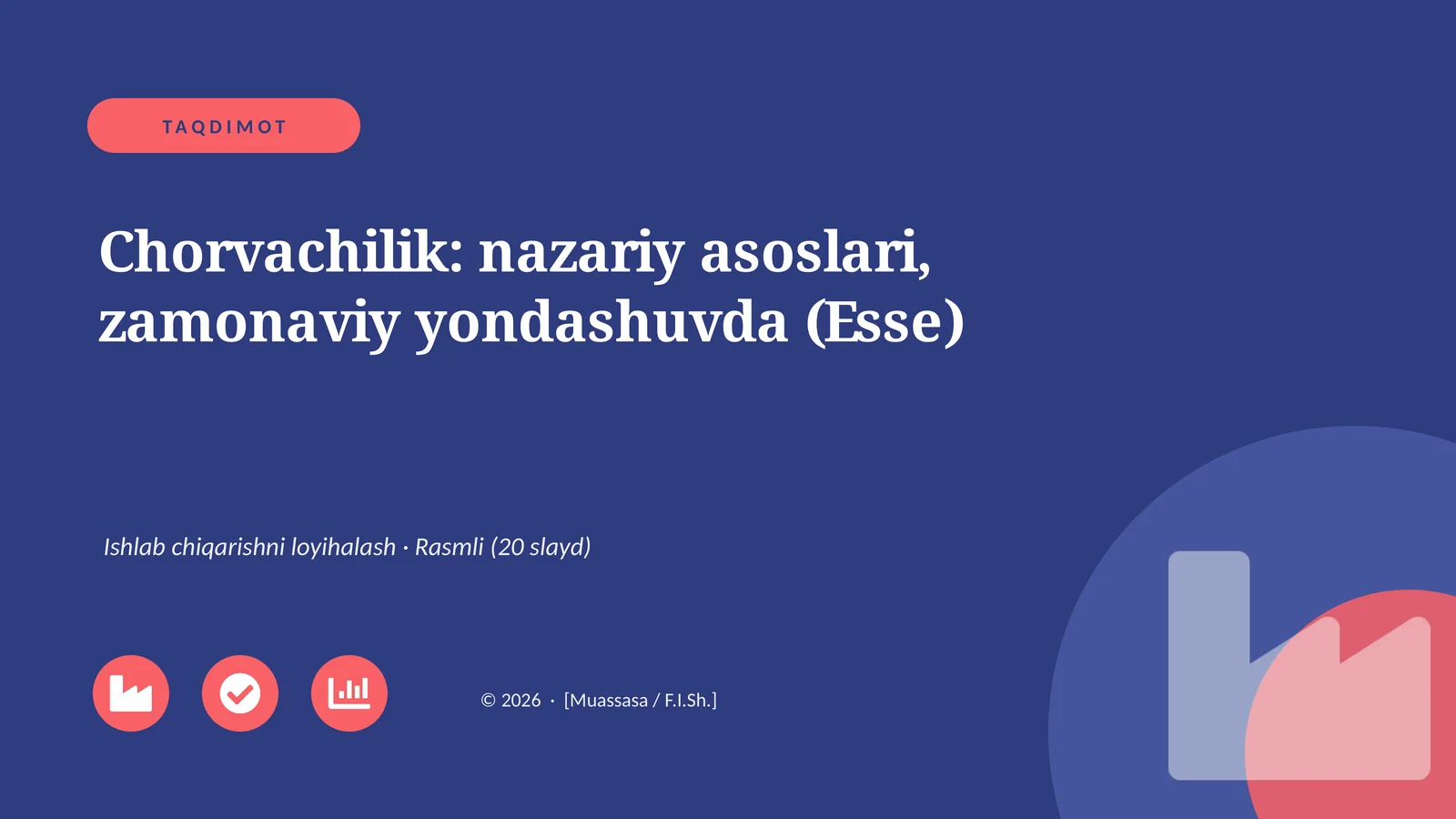 Chorvachilik: nazariy asoslari, zamonaviy yondashuvda (Esse)