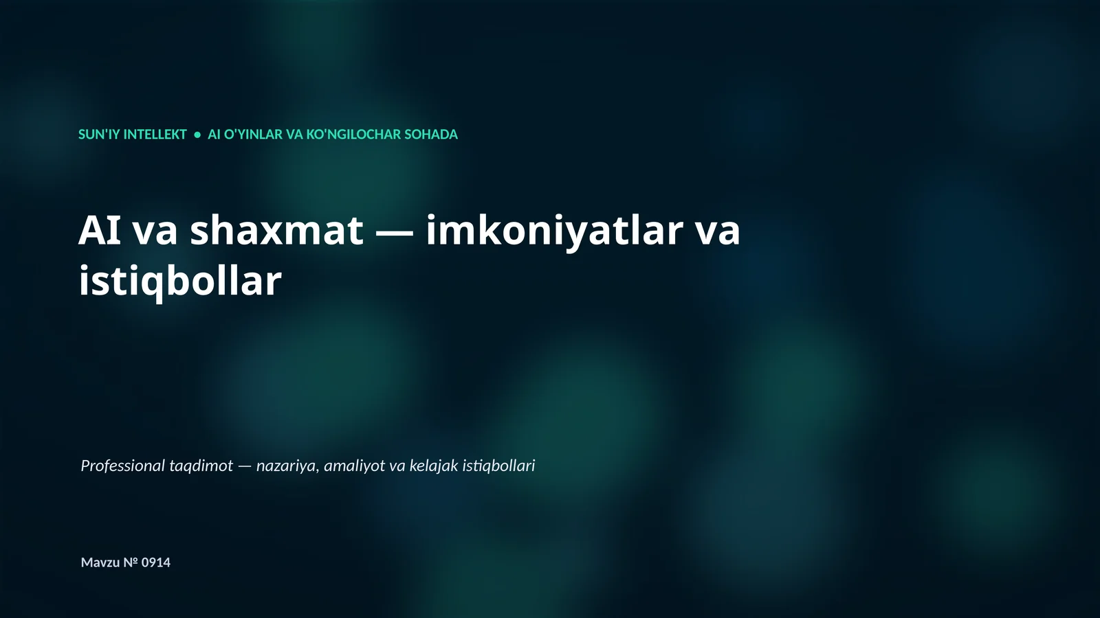SUN'IY INTELLEKT • AI O'YINLAR VA KO'NGILOCHAR SOHADA