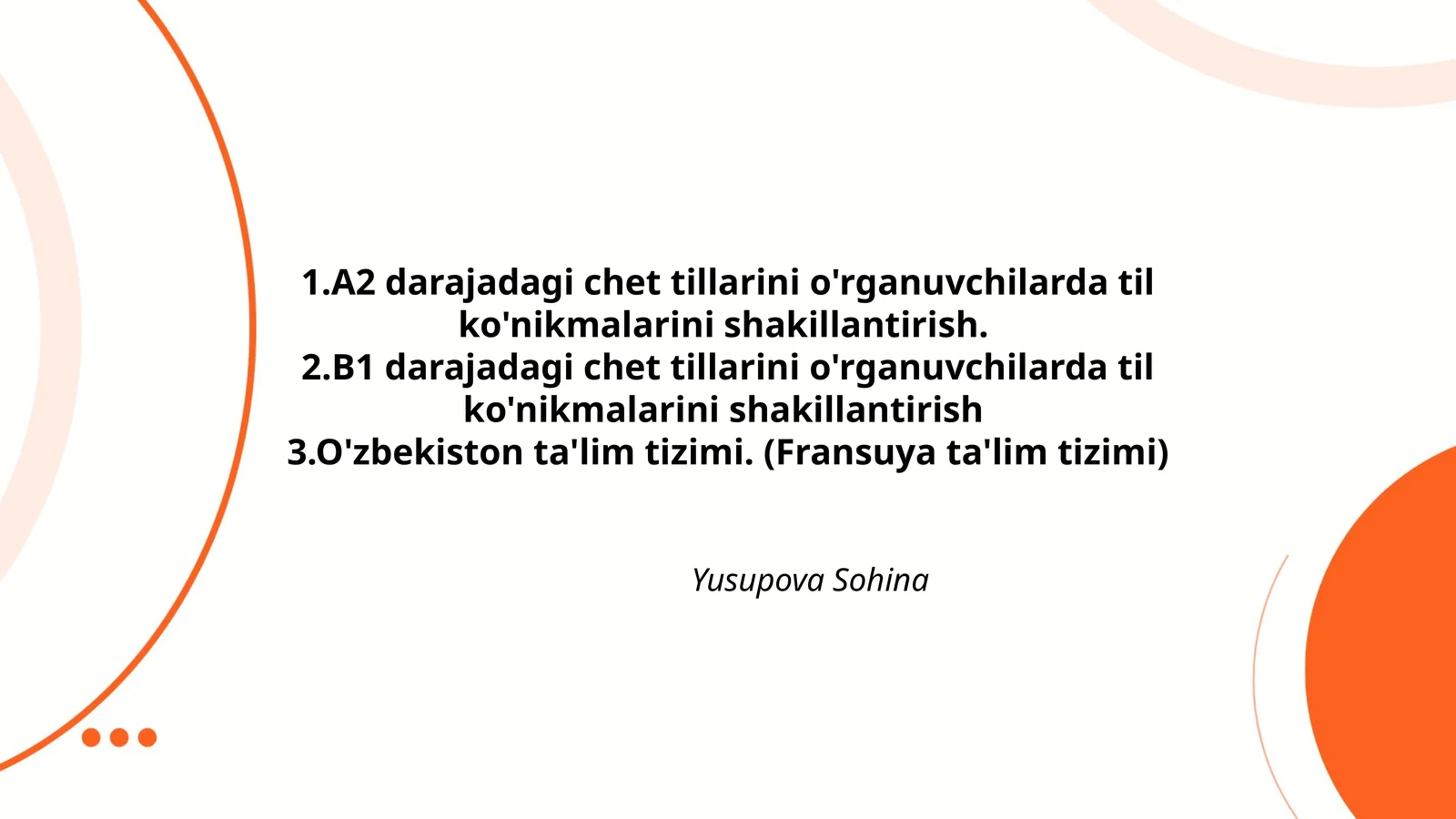 O'zbekiston ta'lim tizimi. (Fransuya ta'lim tizimi)