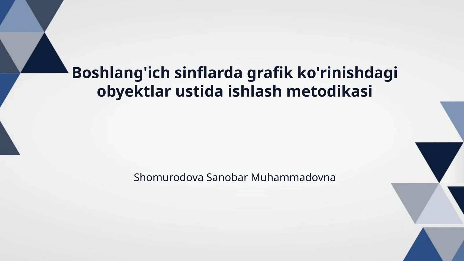 Boshlang'ich sinflarda grafik ko'rinishdagi obyektlar ustida ishlash metodikasi