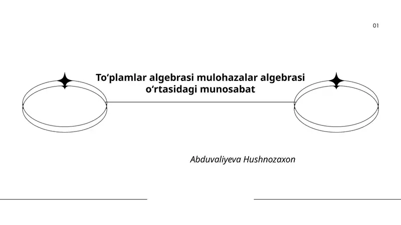 To'plamlar algebrasi mulohazalar algebrasi o'rtasidagi munosabat