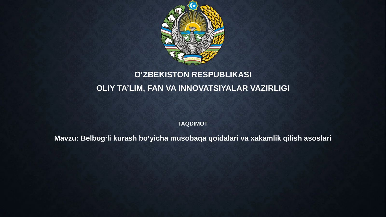 Belbog‘li kurash bo‘yicha musobaqa qoidalari va hakamlik qilish asoslari