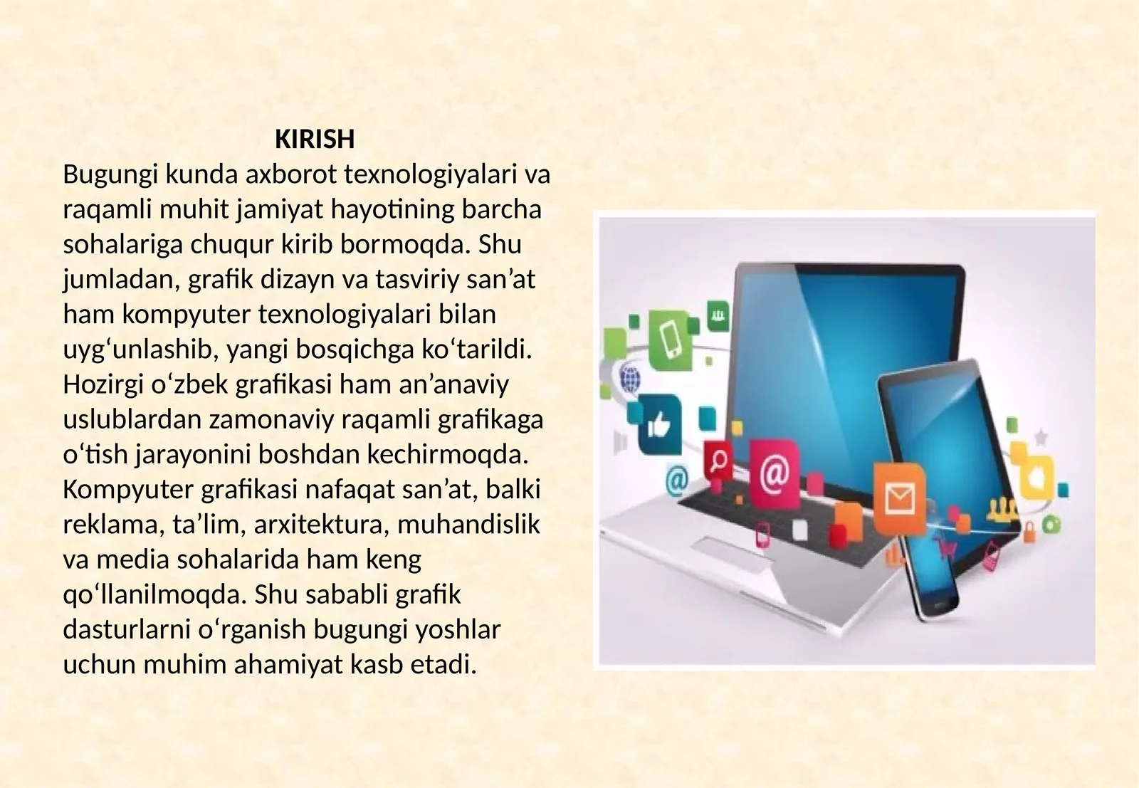 Hozirgi o'zbek grafikasi. Grafika va kompyuter dasturlari