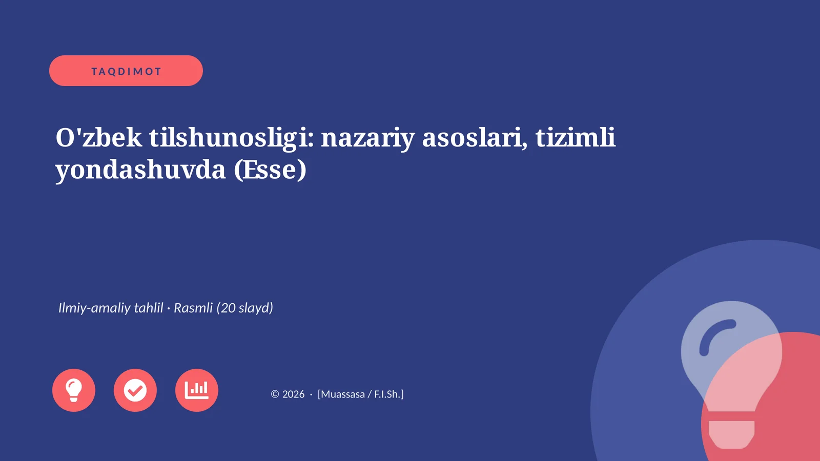 O'zbek tilshunosligi: nazariy asoslari, tizimli yondashuvda (Esse)