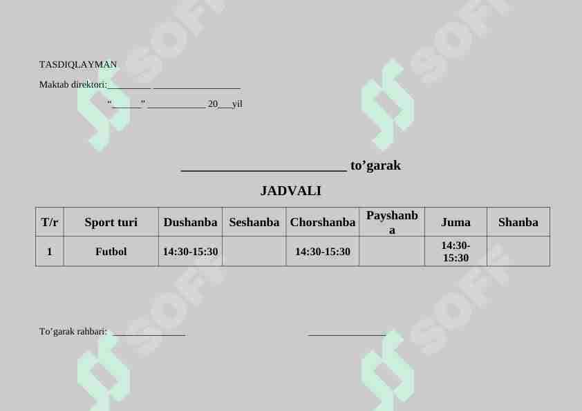 sport To'garak hujjatlari