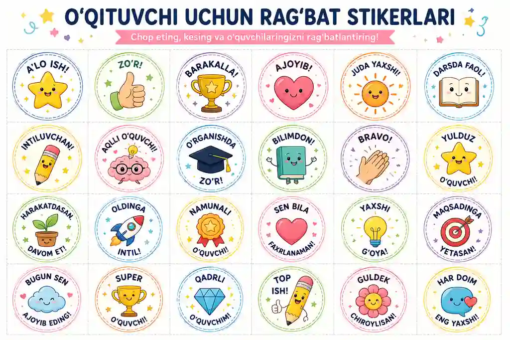 O‘qituvchi uchun Rag‘bat Stikerlari