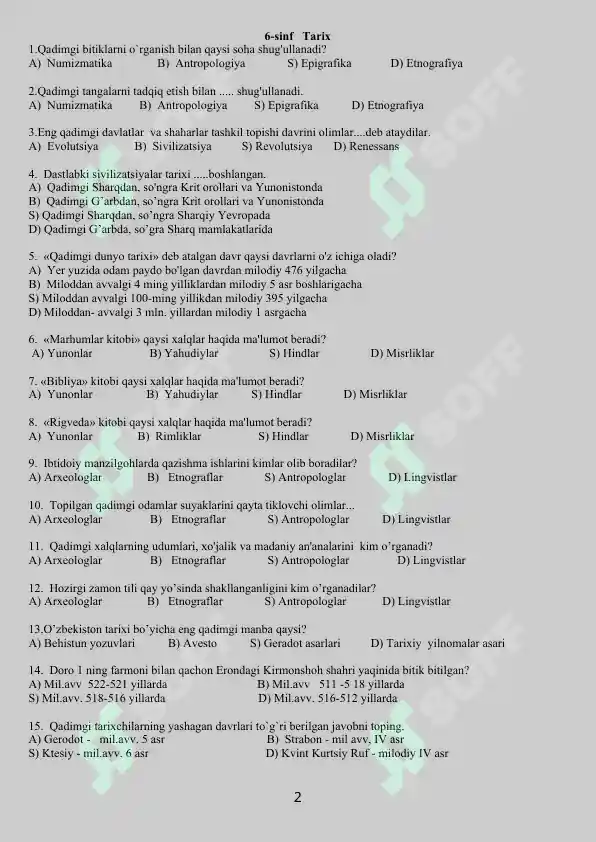 2 Talik Rasmlar 6-sinf tariхdan tеstlar 762 talik testlar (yangi 2025-yil)