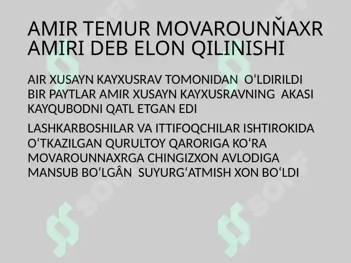 Amir Temur Movarounnaxr Hukmdori