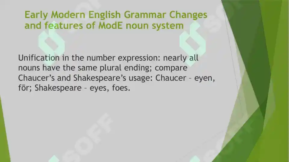 Mode Examples English Early Modern English Grammar Changes and features of ModE noun system