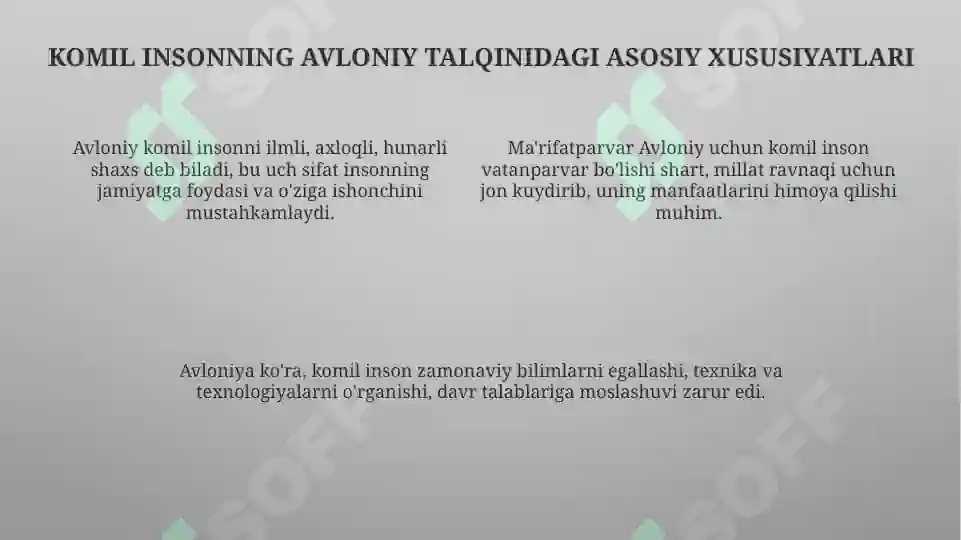 Komil Inson Rasm Abdulla Avloniyning komil inson haqida qarashlari