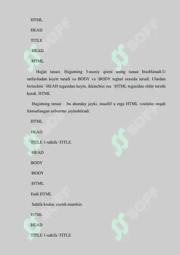 Html Tilining Codlari HTML tili va uning imkoniyatlari
