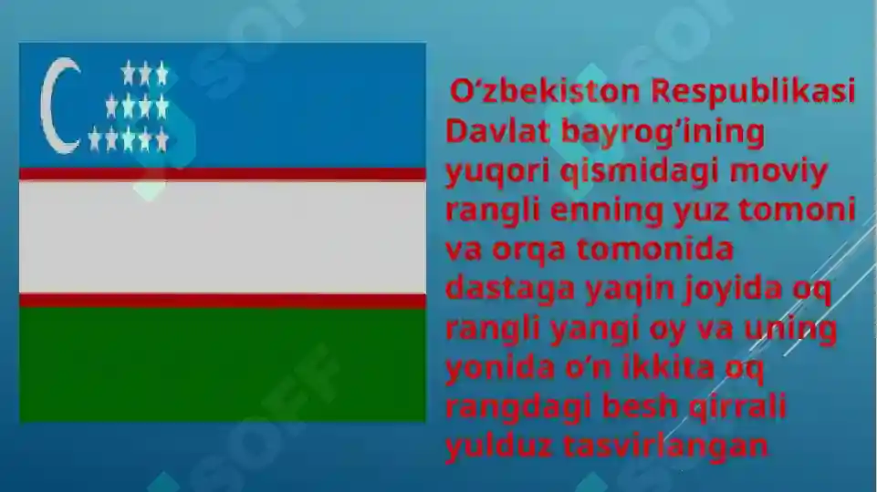 Bayrog Rasmi O‘zbekiston Respublikasining davlat bayrog‘i