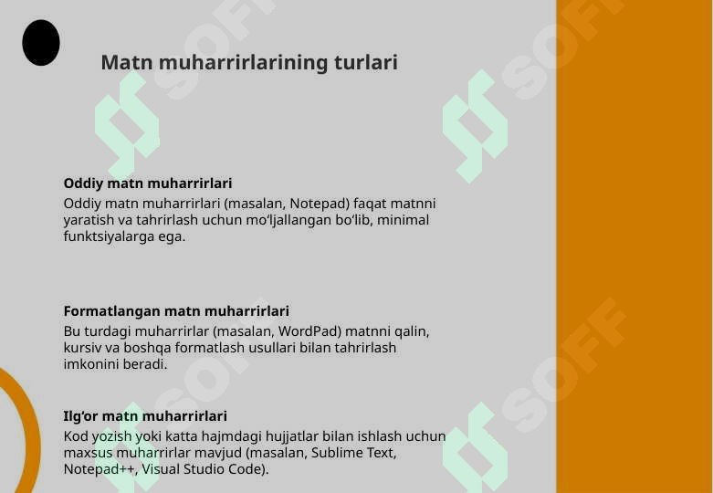 Matn Matn muharrirlari va Word matn protsessori