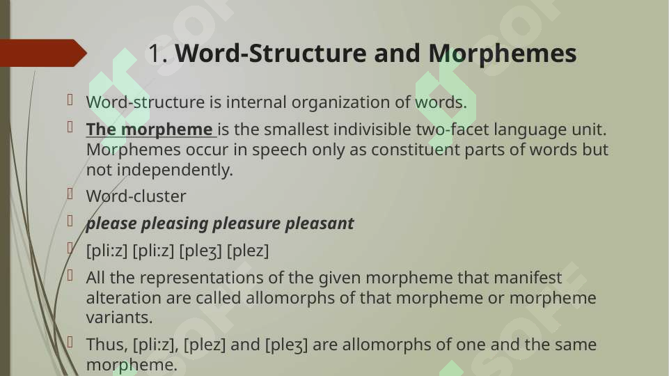 Morphemic Display The morphemic structure of the English language