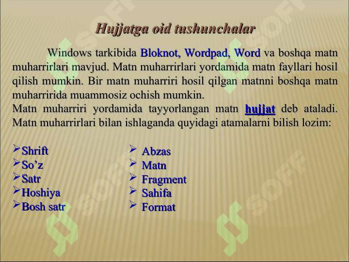 Ms Word Rasm MS Word dasturida hujjatlarga rasm va shakllar o’rnatish