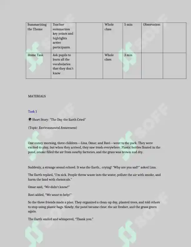 environment lesson plan
