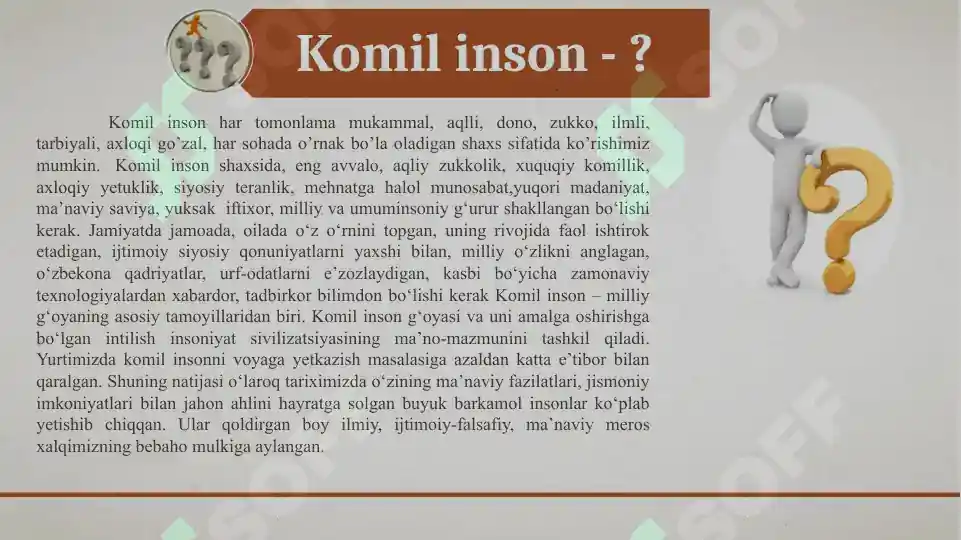 Komil Inson Rasm Komil inson tarbiyasida etnomadaniy qadriyatlarni o‘rni