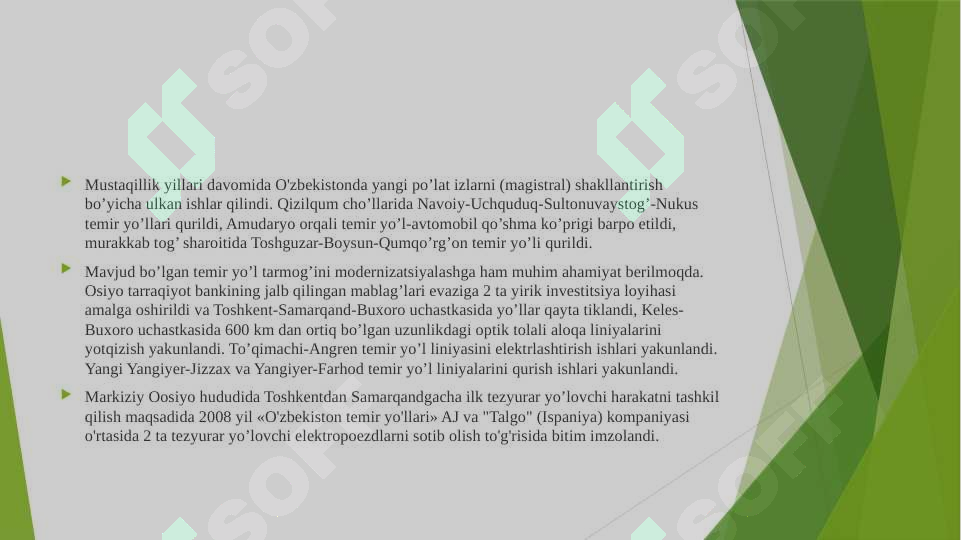 Temir O’zbekiston Temir yo’llari AJ pptx