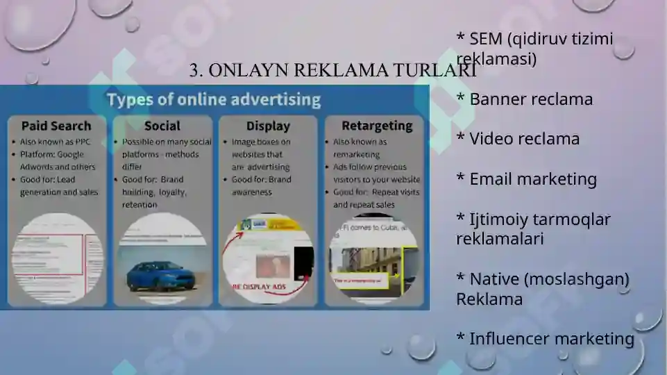 Online Reklam Onlayn reklama turlari