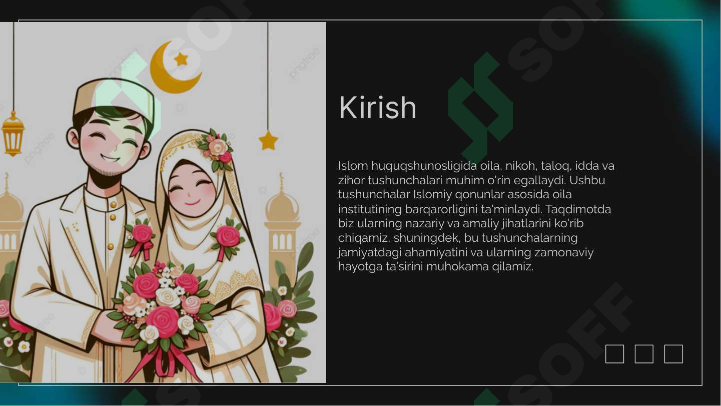 Nikoh Rasmlari Islom huquqshunosligida oila nikoh taloq idda zihor tushunchalari