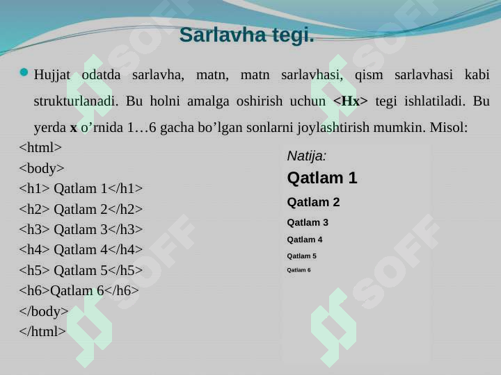 Html Rasimlar HTML tilida rasmlar hosil qilish teglari, HTML tilida gi’ermatn ...